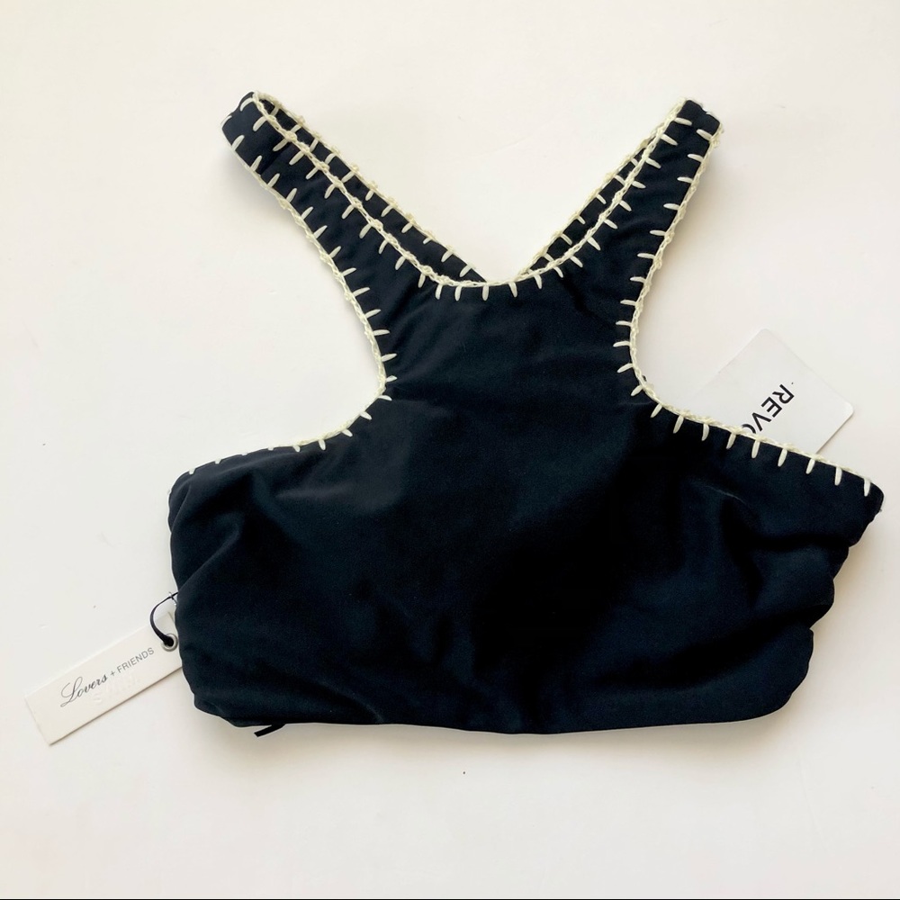 Lovers + Friends Temple Bikini Top Black Small